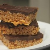 Chocolate & Porter Topped Malt Peanut Butter Krispy Bars