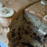 Chocolate Banana Beer Cake w/Banana Beer Cream & Peanut Butter Frosting